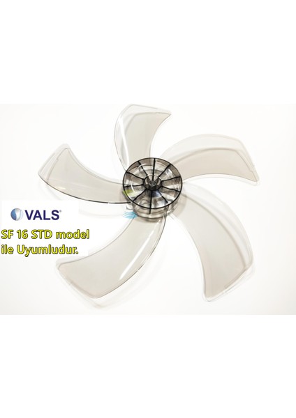 Vals Sf 16 Std Modele Uyumlu Vantilatör Pervanesi 16INÇ 5 Kanat 38CM Füme Renk Pls fiyatları