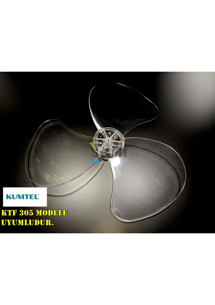 Kumtel Ktf 305 Modele Uyumlu Vantilatör Pervanesi 3 Kanat 36CM Sert 16INÇ Şeffaf