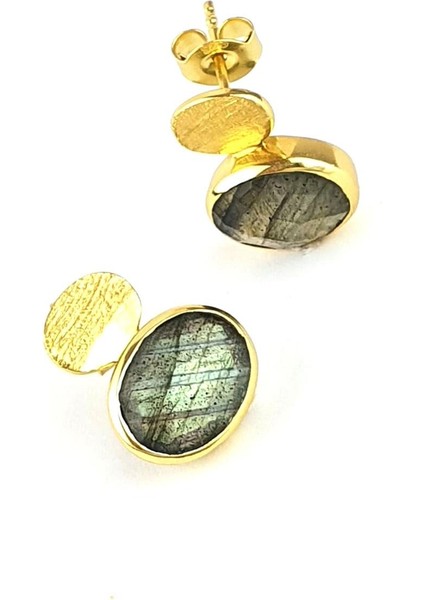 Labrodorite Taşlı 925AYAR Gümüş Üzerine Altın Kaplama Tasarım Doğal Taş Küpe fiyatları