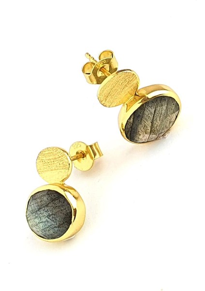 Labrodorite Taşlı 925AYAR Gümüş Üzerine Altın Kaplama Tasarım Doğal Taş Küpe modelleri