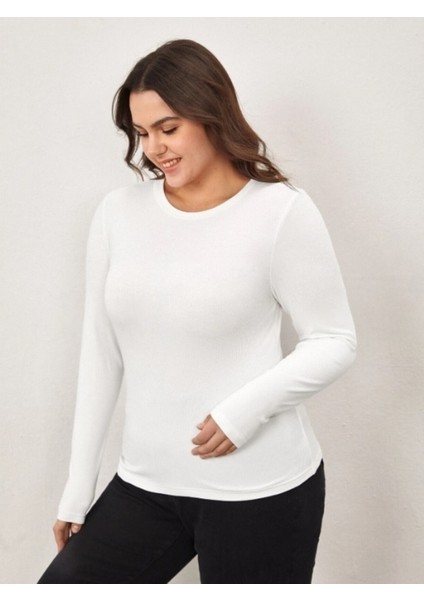 Beyaz Yuvarlak Yaka Atlet Boy Body Darkalıp Soft Touch Interlok Penye Büyük Beden Bluz