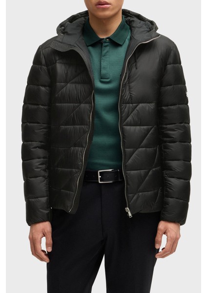 Logolu Regular Fit Su Itici Kapüşonlu Şişme Mont Erkek Mont 50524648 001