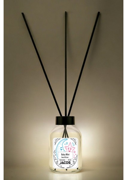 Babek Pudra Kokulu Bambu Çubuklu Çubuklu Oda Kokusu 50ML Reed Diffuser