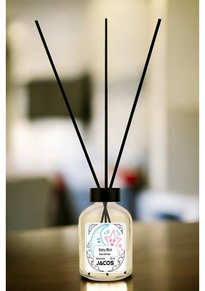 Babek Pudra Kokulu Bambu Çubuklu Çubuklu Oda Kokusu 50ML Reed Diffuser