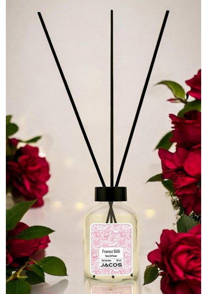 Fransız Gülü Kokulu Bambu Çubuklu Oda Kokusu 50ML Reed Diffuser