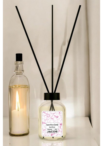 Japon Kiraz Çiçeği Kokulu Bambu Çubuklu Oda Kokusu 50ML Reed Diffuser