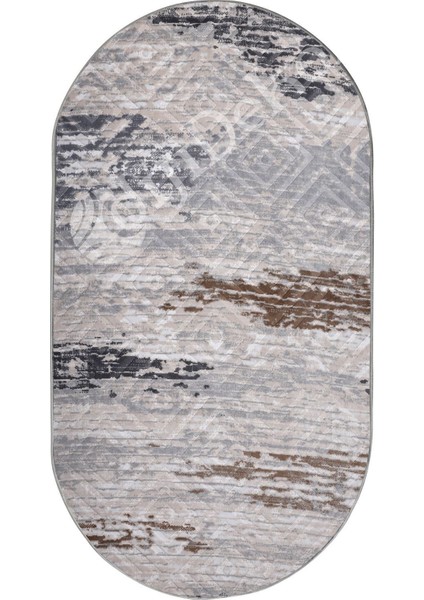 Diji Dekor Halı GRI14 Karo Yıkanabilir Oval Kesme Ince Yolluk Kilim Salon Halısı Modelleri fiyatları