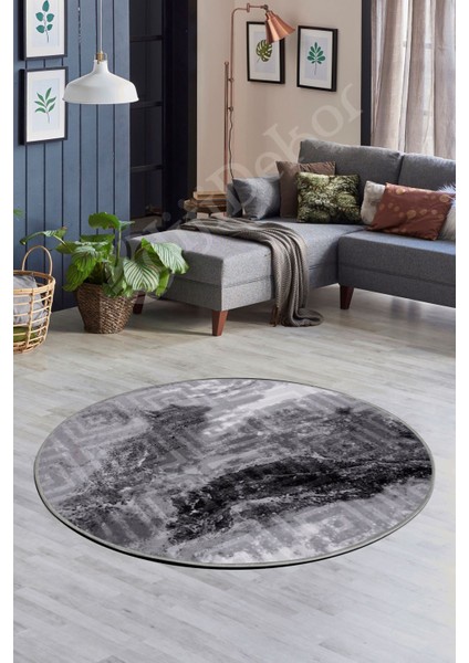 Halı Antrasit Karo Yuvarlak Kaymaz Kesme Ince Yolluk Kilim Salon Halısı Modelleri