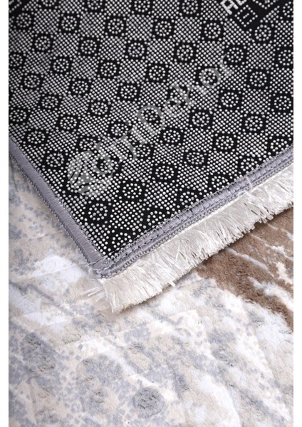 Halı GRI14 Karo Yıkanabilir Saçaklı Kesme Ince Yolluk Kilim Salon Halısı Modelleri modelleri