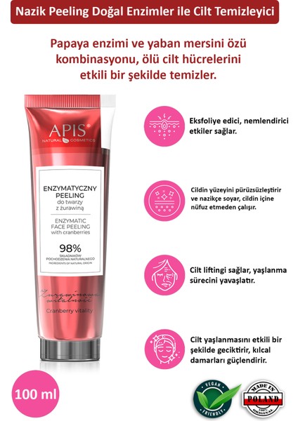 Kızılcık İçeren Enzimatik Yüz Peelingi - 100ml