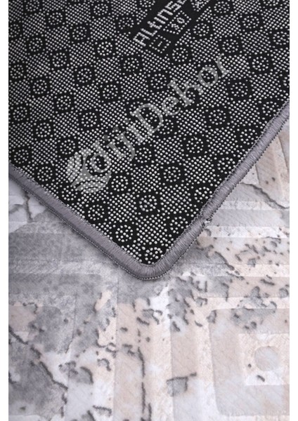 Halı Gri3 Karo Yıkanabilir Saçaksız Kesme Ince Yolluk Kilim Salon Halısı Modelleri