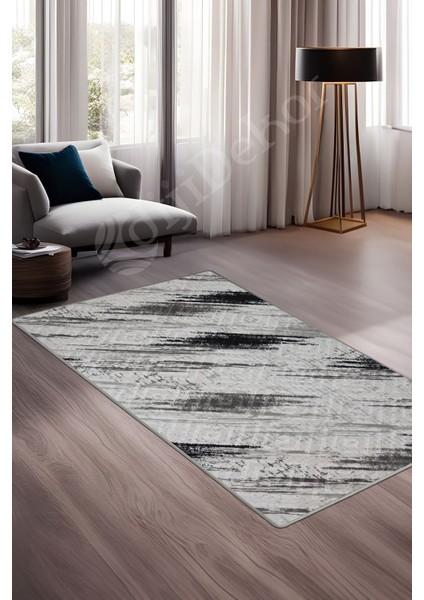 Halı Siyah Karo Desenli Yıkanabilir Kesme Ince Yolluk Kilim Salon Halısı Modelleri