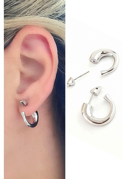 Italyan 925AYAR Gümüş Tasarım Tarz Halka Küpe