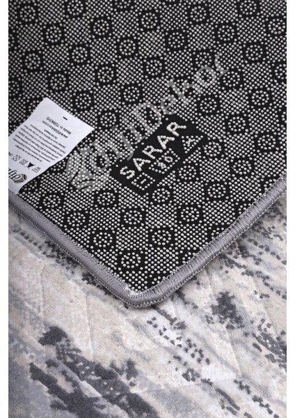 Halı GRI14 Karo Yıkanabilir Saçaksız Kesme Ince Yolluk Kilim Salon Halısı Modelleri modelleri