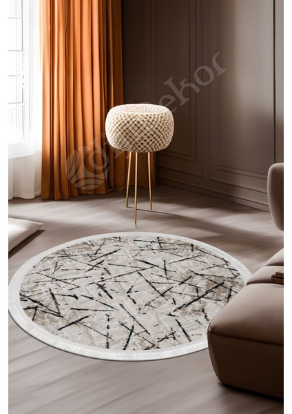 Halı Vizon Karo Yıkanabilir Yuvarlak Saçaklı Ince Yolluk Kilim Salon Halısı Modeli