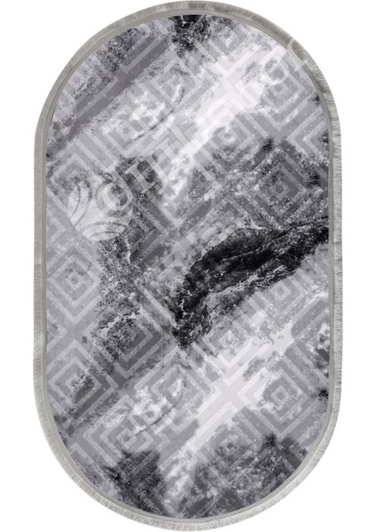 Halı Antrasit Karo Saçaklı Oval Kesme Ince Yolluk Kilim Salon Halısı Modelleri fiyatları