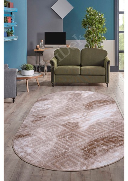 Diji Dekor Halı Devetüyü Karo Yıkanabilir Oval Kesme Ince Yolluk Kilim Salon Halısı Modelleri