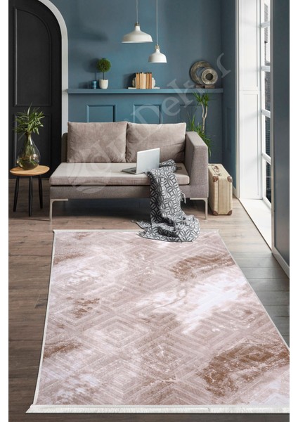 Halı Devetüyü Cool Karo Yıkanabilir Saçaklı Kesme Ince Yolluk Kilim Salon Halısı Modeli