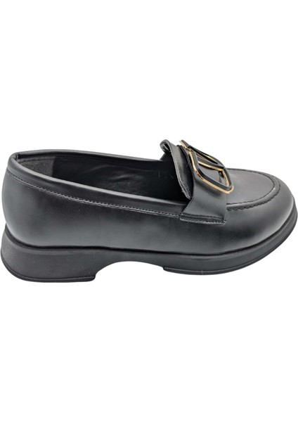 Eleganza Sole Kadın Deri Loafer - Eleganza Sole - Siyah - 37