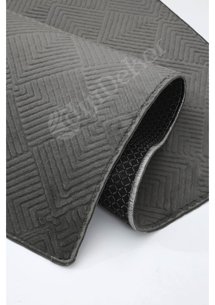 Diji Dekor Halı Antrasit Pramit Desenli Kaymaz Yıkanabilir Yolluk Kilim Salon Halısı Modelleri fırsatları