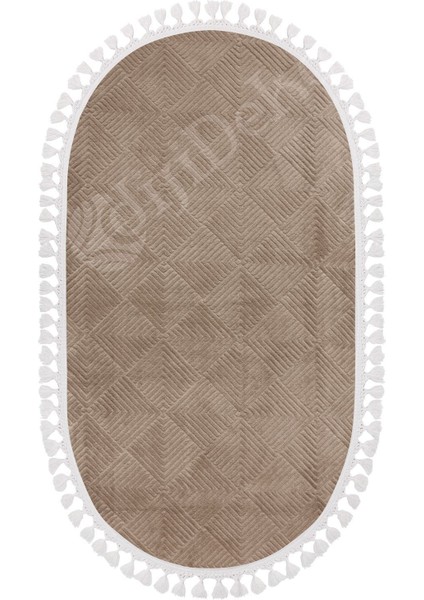 Halı Kahverengi Pramit Kaymaz Saçaklı Oval Kesme Yolluk Kilim Salon Halısı Modelleri fiyatları
