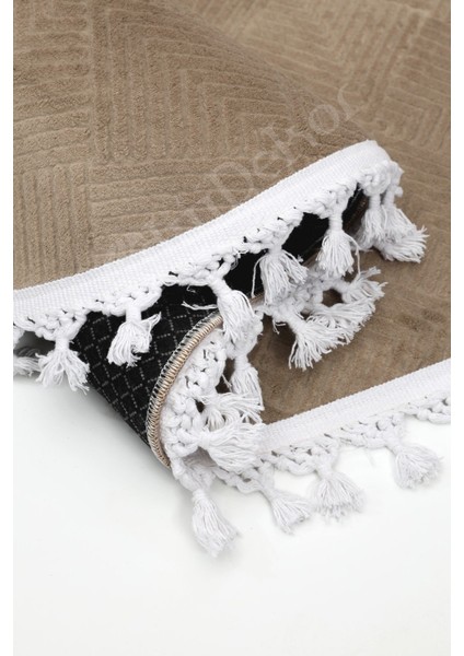 Halı Kahverengi Pramit Kaymaz Saçaklı Oval Kesme Yolluk Kilim Salon Halısı Modelleri fırsatları