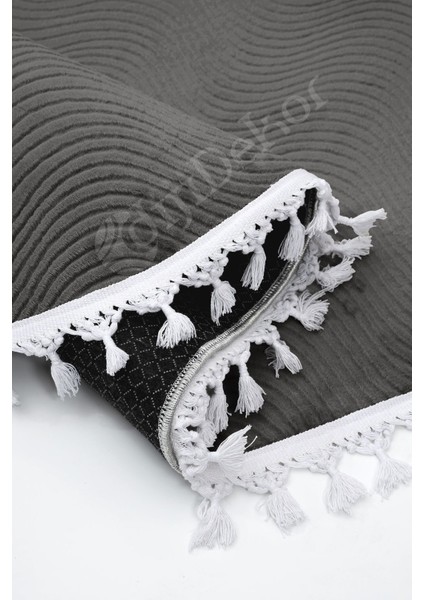 Diji Dekor Halı Antrasit Sahra Kaymaz Yıkanabilir Saçaklı Oval Yolluk Salon Halısı Modelleri fırsatları