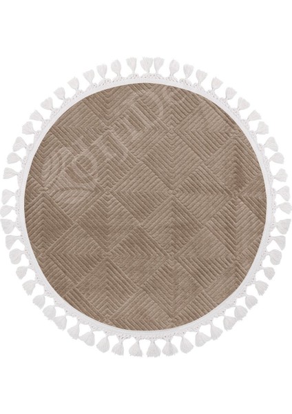 Halı Kahverengi Pramit Desenli Saçaklı Yuvarlak Yolluk Kilim Salon Halısı Modelleri fiyatları