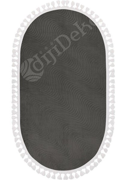 Halı Antrasit Sahra Kaymaz Yıkanabilir Saçaklı Oval Yolluk Salon Halısı Modelleri fiyatları