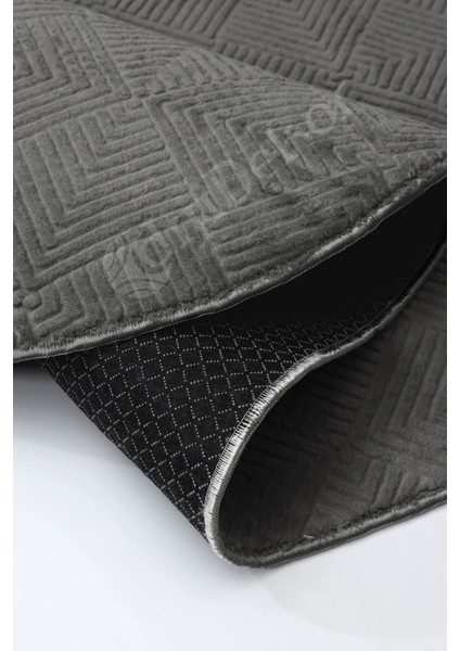 Halı Antrasit Pramit Desenli Saçaksız Oval Kesme Yolluk Kilim Salon Halısı Modelleri modelleri