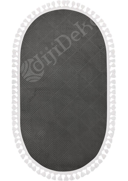 Diji Dekor Halı Antrasit Pramit Desenli Saçaklı Oval Kesme Yolluk Kilim Salon Halısı Modelleri fiyatları