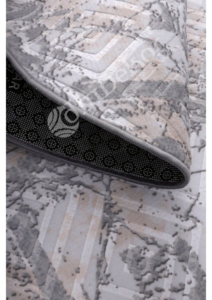 Halı Gri3 Karo Yıkanabilir Yuvarlak Kesme Ince Yolluk Kilim Salon Halısı Modelleri
