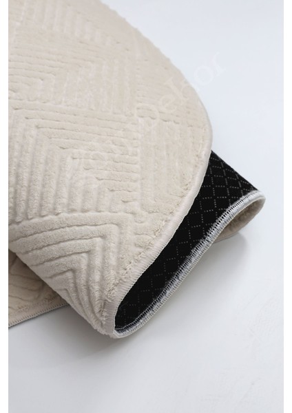 Halı Krem Pramit Desenli Saçaksız Yuvarlak Kesme Yolluk Kilim Salon Halısı Modelleri fırsatları