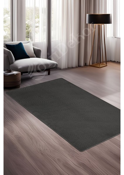 Diji Dekor Halı Antrasit Sahra Kaymaz Yıkanabilir Saçaksız Yolluk Kilim Salon Halısı Modelleri