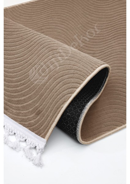 Halı Cool Kahverengi Sahra Kaymaz Yıkanabilir Saçaklı Yolluk Salon Halısı Modelleri fırsatları