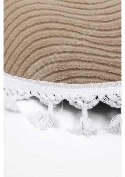 Halı Cool Kahve Sahra Desenli Saçaklı Yuvarlak Kesme Yolluk Kilim Salon Halısı Modelleri modelleri