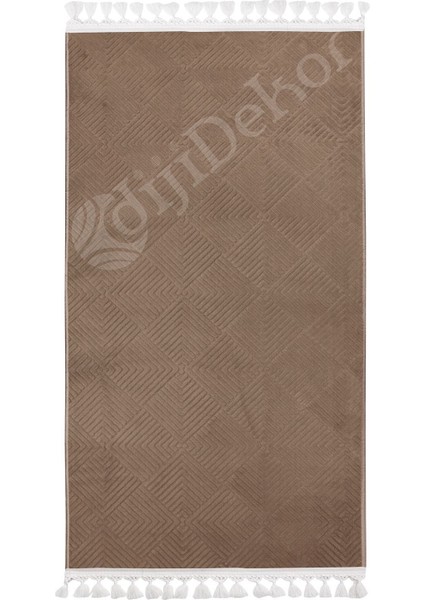 Halı Kahverengi Pramit Kaymaz Yıkanabilir Saçaklı Yolluk Salon Halısı Modelleri fiyatları