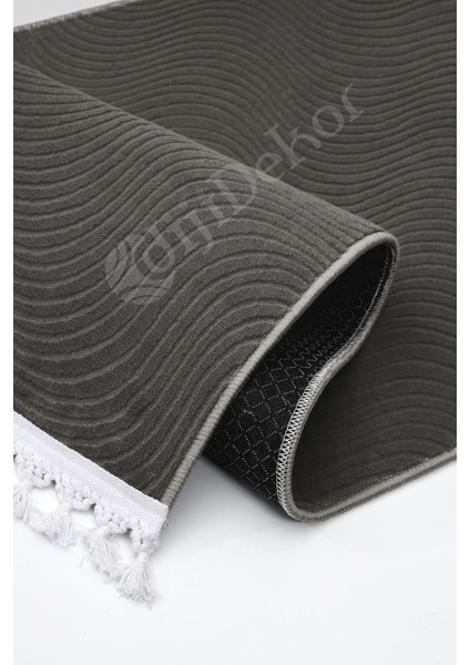 Diji Dekor Halı Antrasit Sahra Kaymaz Yıkanabilir Saçaklı Kare Yolluk Salon Halısı Modelleri fırsatları