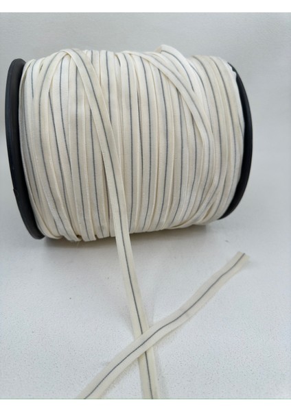 1 cm Özel Çizgili Kadife Ham-5 Metre-Ekru