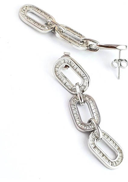 Baget Zirkon Taşlı 925 Ayar Gümüş Tasarım Şık Küpe modelleri