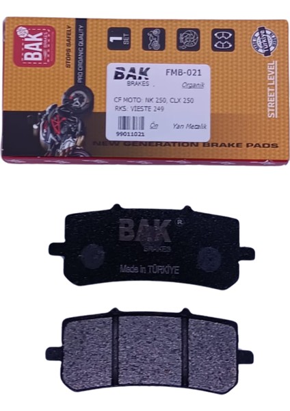 Bak Brakes Fmb-021 Cf Moto Nk 150 (Abs), Nk250 (Eski Model). Rks Vieste 249 Ön Fren Balatası Organik Kalite