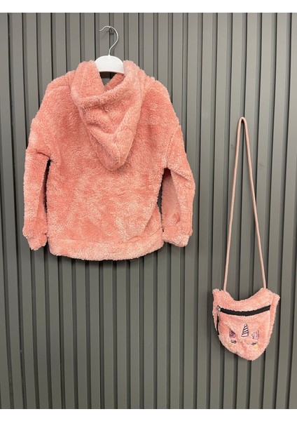 624431-ALG Peluş Nakışlı Çanta Aksesuarlı Hırka 3y,4y,5y,6y,7y Kız fiyatları