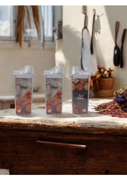 3 Adet 2800ML - Contalı Erzak Saklama Kabı - Ölçekli Bakliyat Kabı - Düzenleyici Kavanoz fırsatları