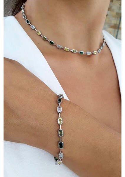 Italyan 925AYAR Gümüş Zirkon Taş Detaylı Trend Set Takım