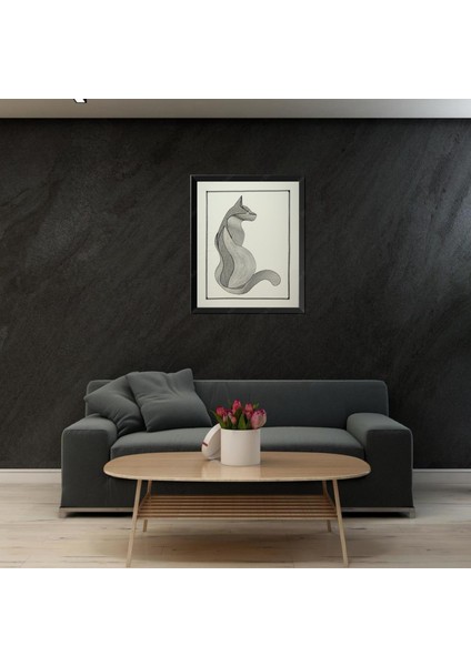 Cat Lin'e Art Illüstrasyon Nakış Işlemeli Tablo