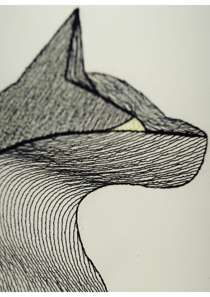 Cat Lin'e Art Illüstrasyon Nakış Işlemeli Tablo