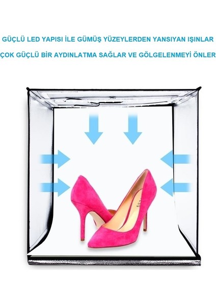 Puluz Pro 2 x 32 LED Işıklı 40 x 40 cm Fotoğraf Çekim Çadırı