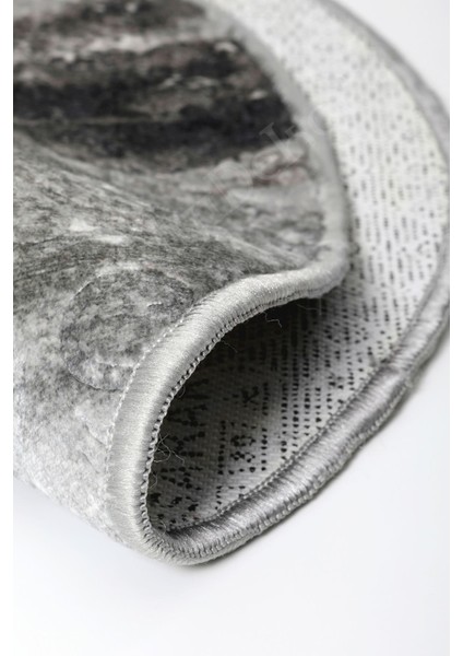 Halı Antrasit Yıkanabilir Saçaksız Yuvarlak Delüxe Yolluk Kilim Salon Halısı Modeli fırsatları