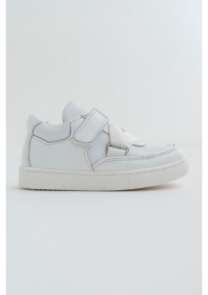 Erkek Çocuk Beyaz Deri Ortopedik Destekli Çocuk Sneaker Ayakkabı