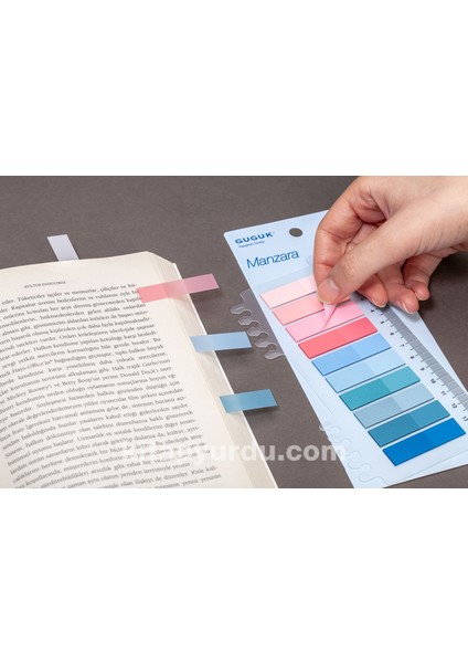 Manzara 10 Renkli Cetvelli Şeffaf Pet Index Sticker Post It Sticky Note GGK P023